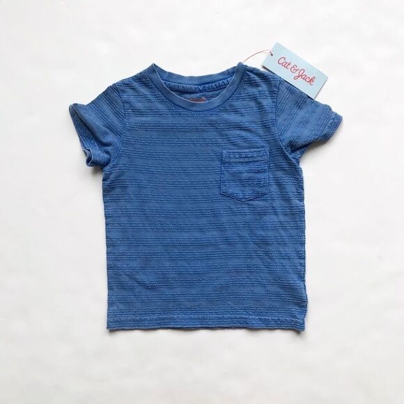 Cat & Jack NWT blue textured t-shirt 18m & 3T - Picture 1 of 4